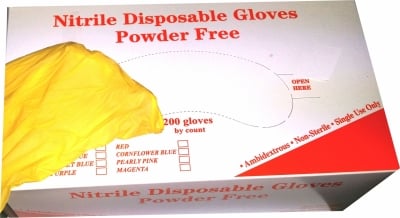 Ръкавици нитрилни жълти без талк 200бр.