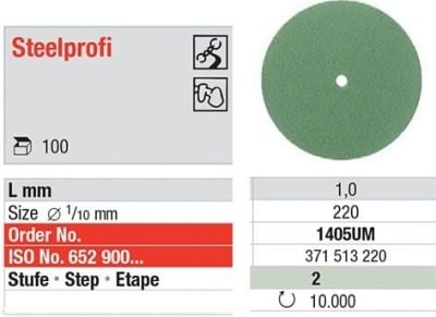 Немонтирани полирни гуми за CrCo сплави, мостове и коронки Steelprofi Edenta 1405UM сепараторни