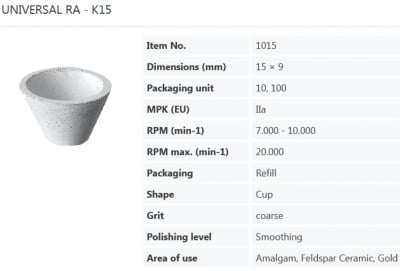Полиращи гуми EVE UNIVERSAL - не монтирани K 15 - голяма чаша