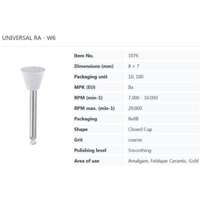 Полиращи гуми EVE UNIVERSAL  - монтирани W6 - плътна затворена чашка