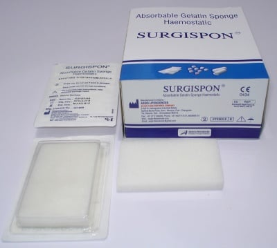 Кръвоспираща гъба SURGISPON 80x50x10mm - плочка