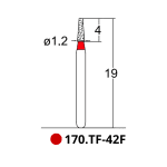 Диамантено борче при пилене на резци за корона - за проксимално отнемане, конично